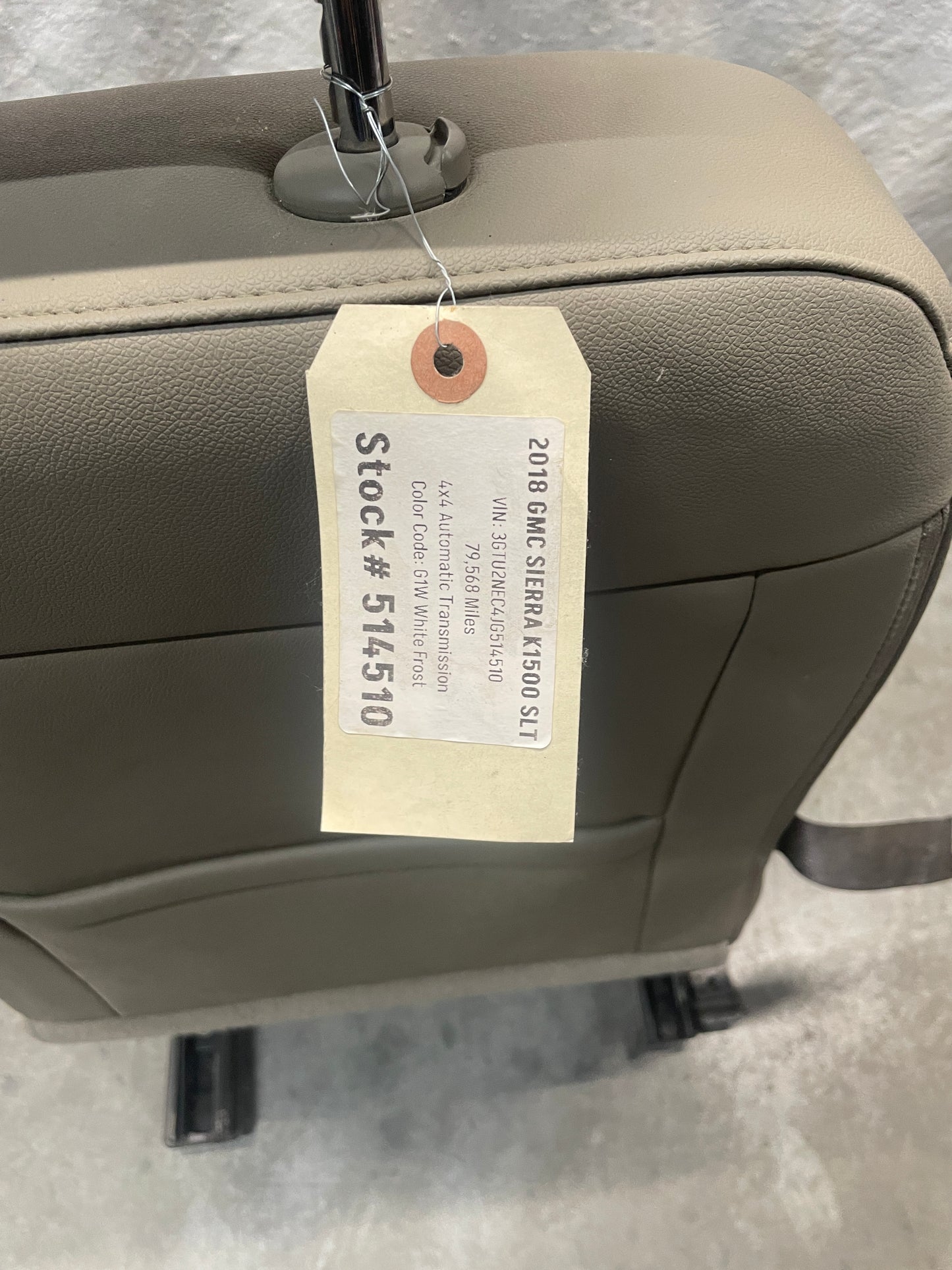 2018 GMC Sierra K1500 SLT Seat Front RH Passenger Coca Dune OEM