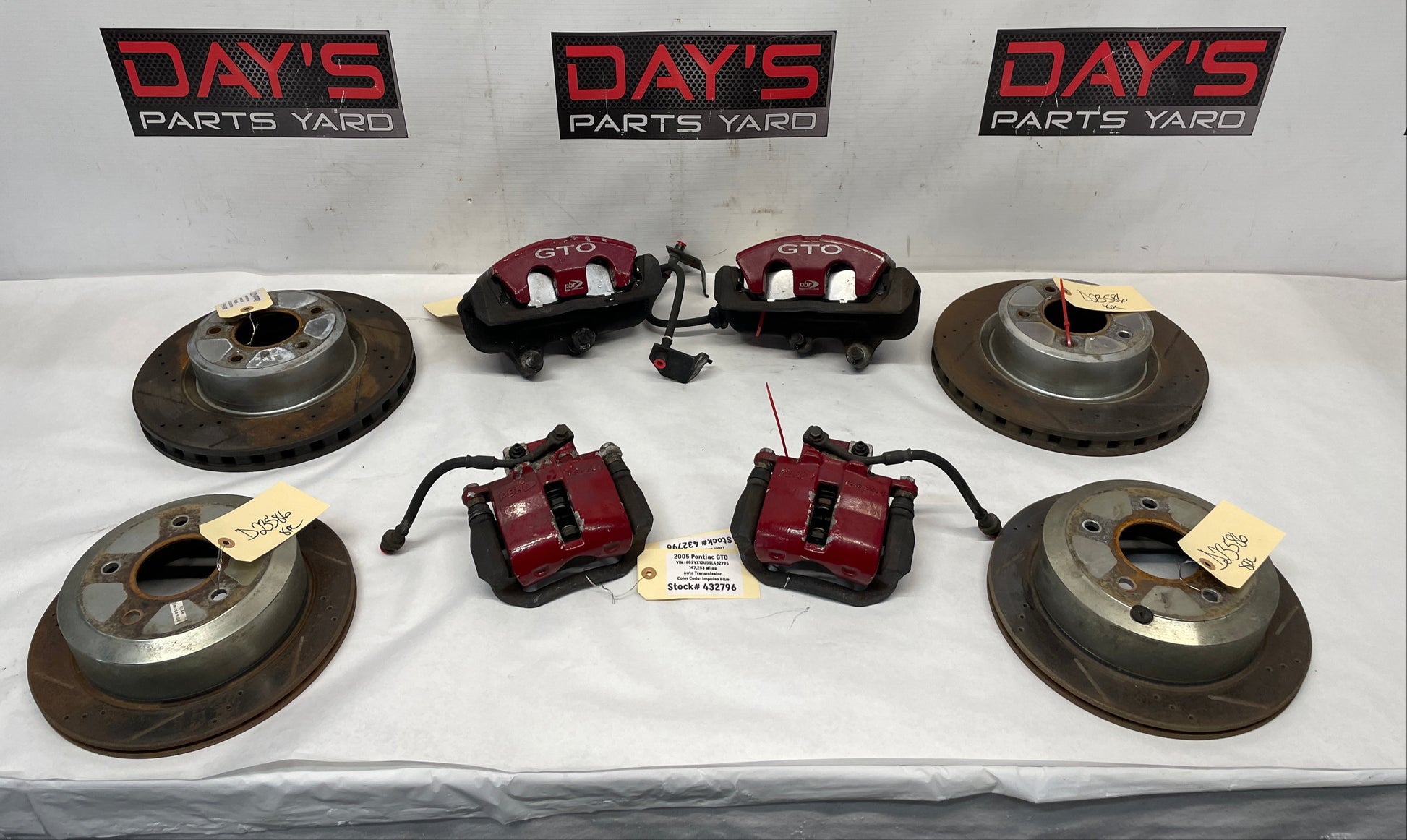 2005 Pontiac GTO PBR Brake Calipers and Rotors OEM - Day's Parts Yard