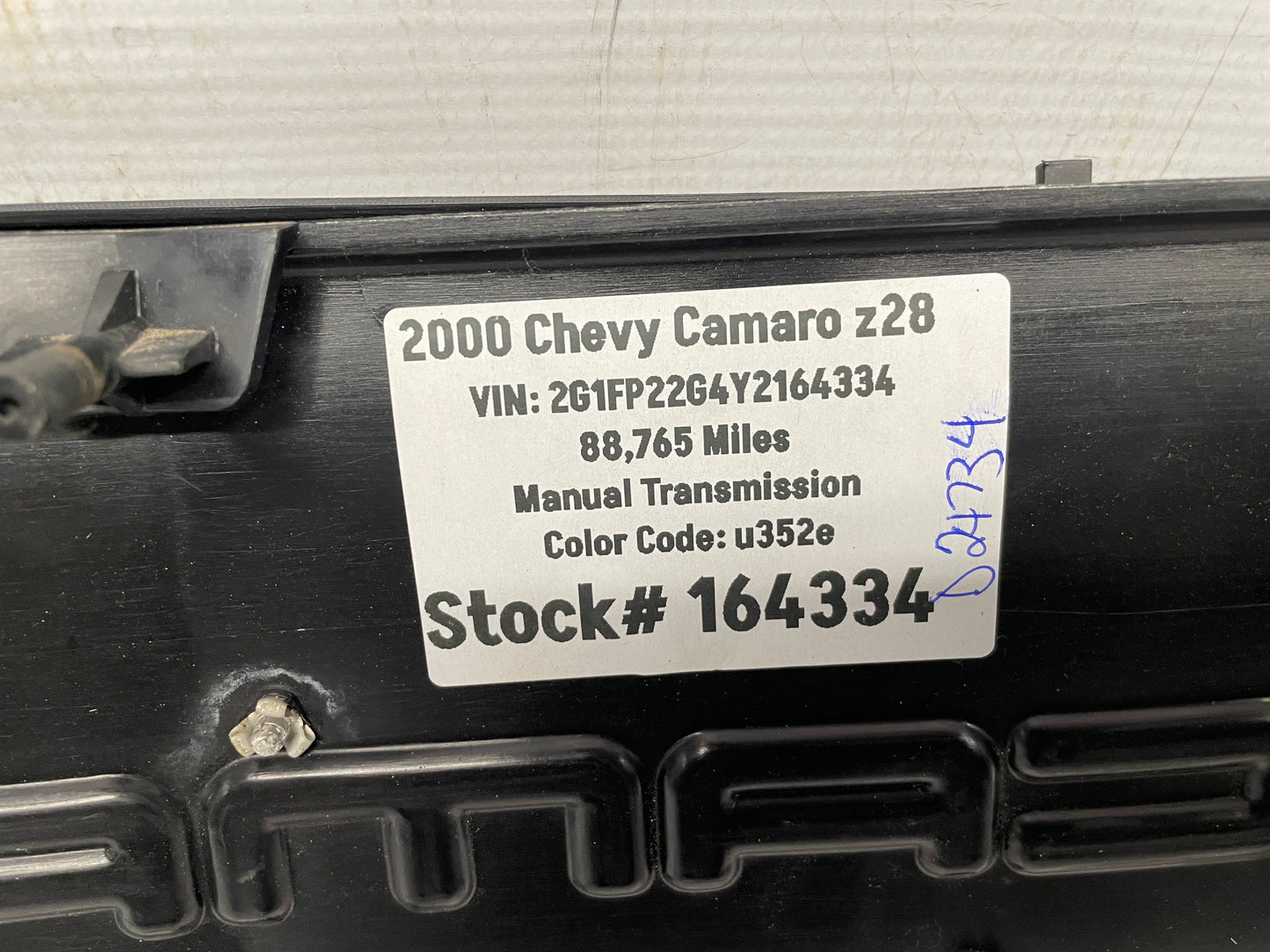 2000 Chevy Camaro Z28 Front Bumper Grille Insert w/ License Plate Bracket OEM - Day's Parts Yard
