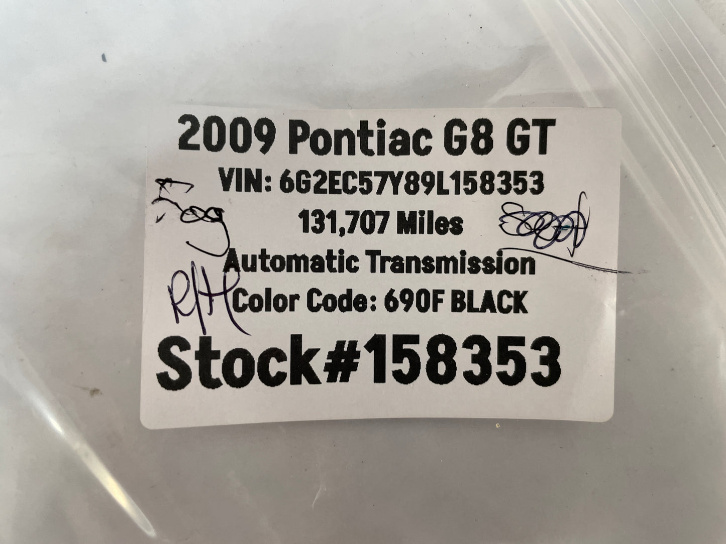 2009 Pontiac G8 GT RH Passenger Fog Light Lamp OEM