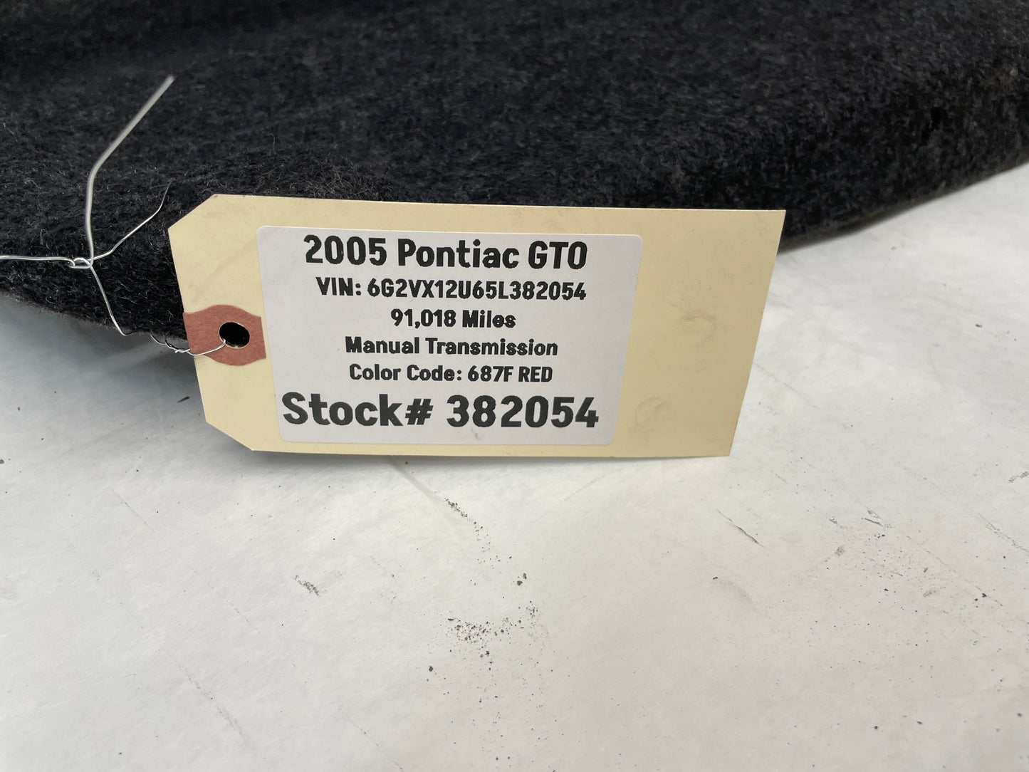 2005 Pontiac GTO Trunk Deck Lid Liner Carpet Felt OEM - Day's Parts Yard