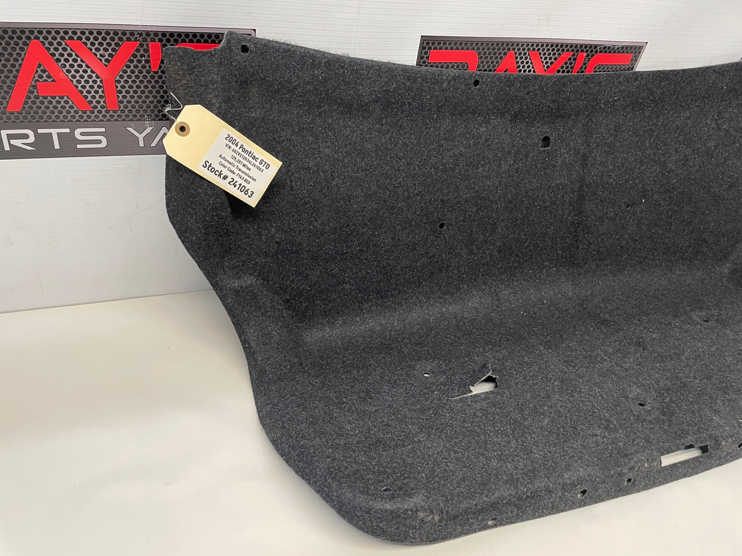 2004 Pontiac GTO Trunk Deck Lid Liner Carpet OEM - Day's Parts Yard