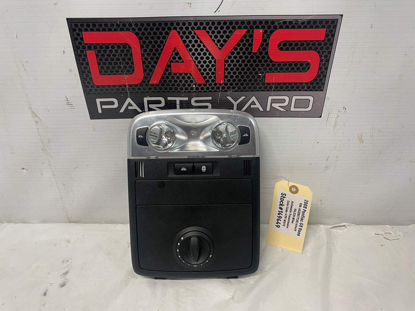 2008 Pontiac G8 Base Overhead Over Head Console Dome Light OEM - Day's Parts Yard