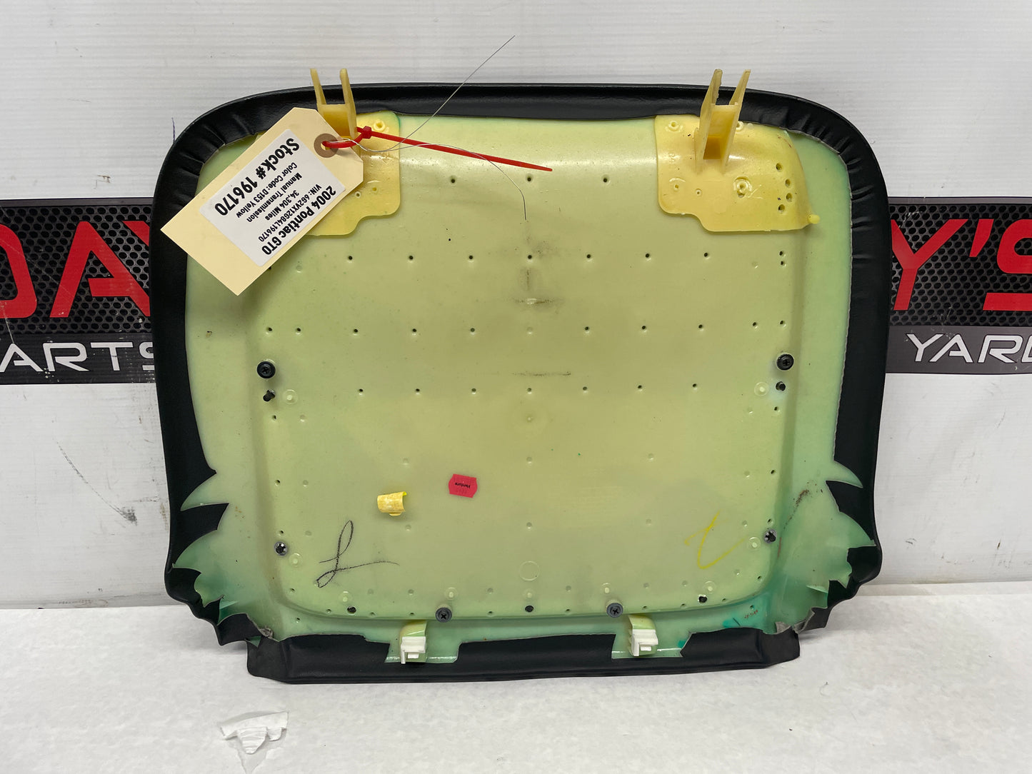2004 Pontiac GTO Front Seat Upper Back Panel Cover Trim Map Pocket Bag OEM - Day's Parts Yard