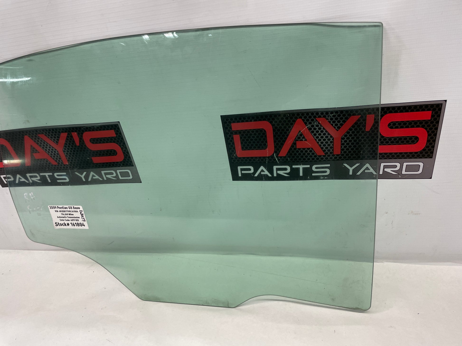 2009 Pontiac G8 RH Passenger Rear Door Window Glass OEM - Day's Parts Yard