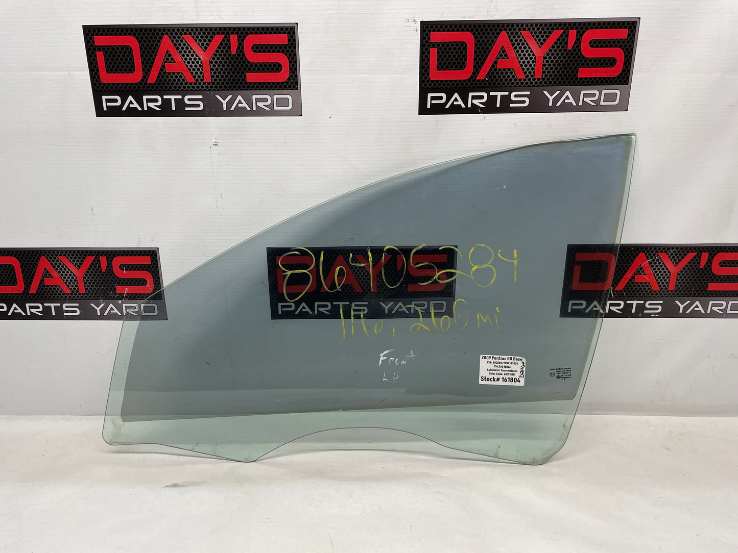 2009 Pontiac G8 LH Driver Front Door Window Glass OEM - Day's Parts Yard