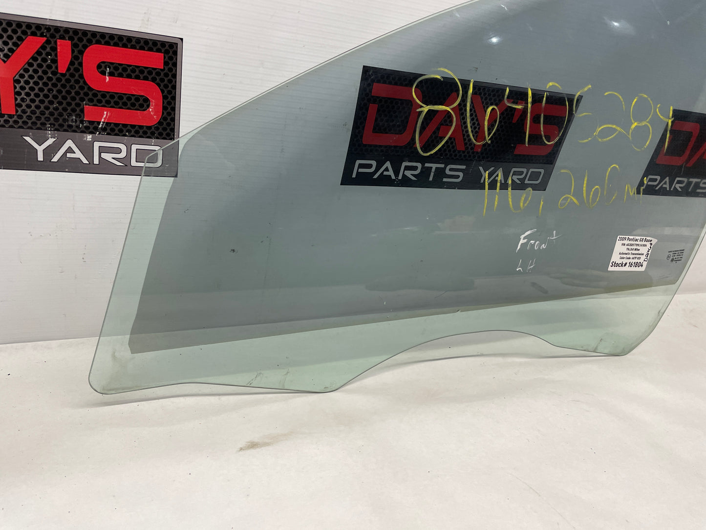2009 Pontiac G8 LH Driver Front Door Window Glass OEM - Day's Parts Yard