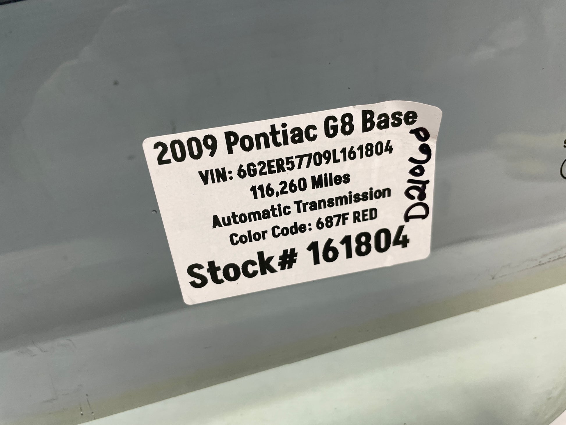 2009 Pontiac G8 LH Driver Front Door Window Glass OEM - Day's Parts Yard