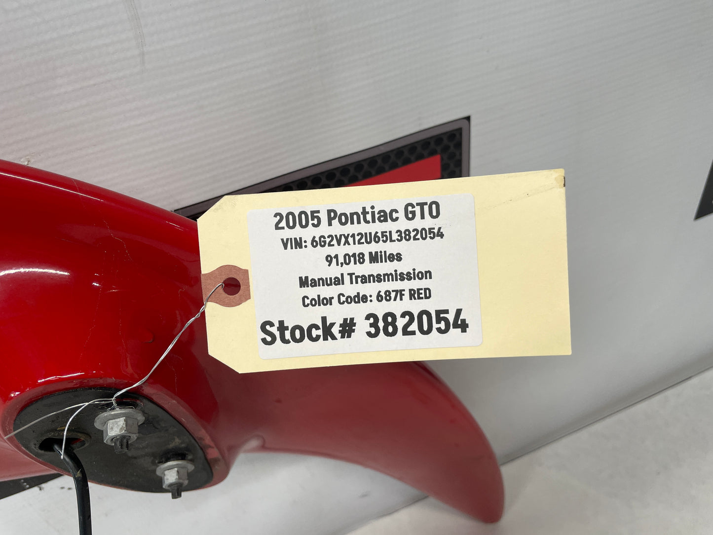 2005 Pontiac GTO Trunk Deck Lid Spoiler Wing Red OEM - Day's Parts Yard