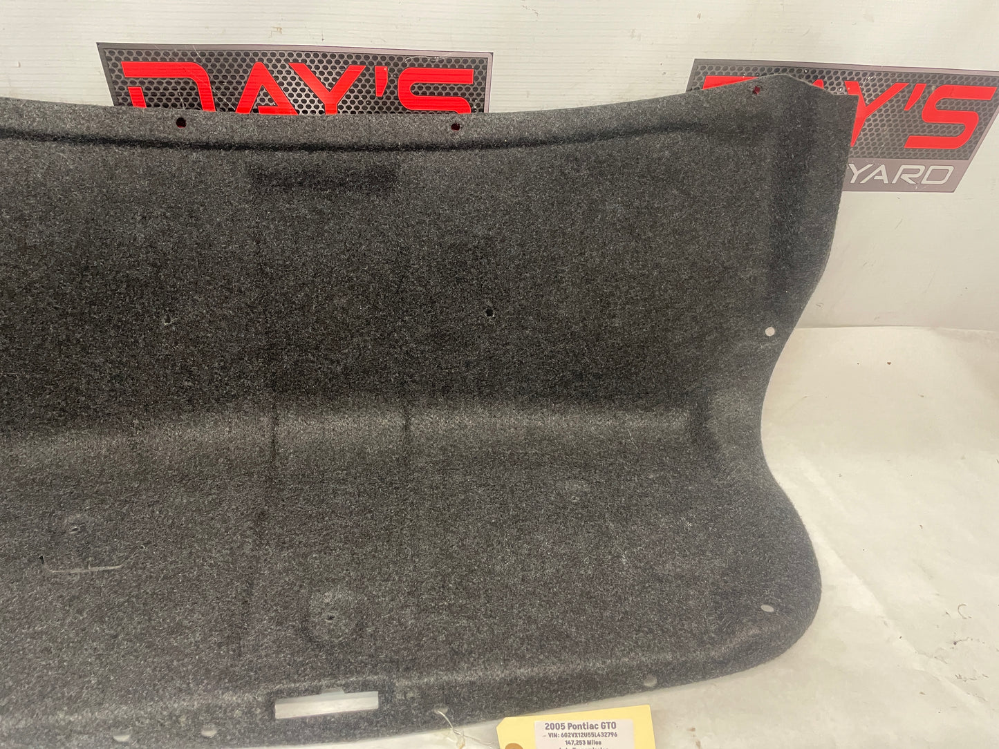 2005 Pontiac GTO Trunk Deck Lid Liner Carpet Felt Trim OEM - Day's Parts Yard