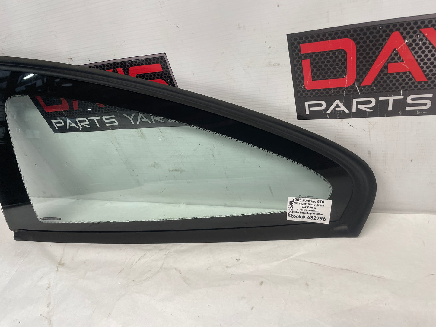 2005 Pontiac GTO LH Driver Rear Quarter Window Glass OEM - Day's Parts Yard