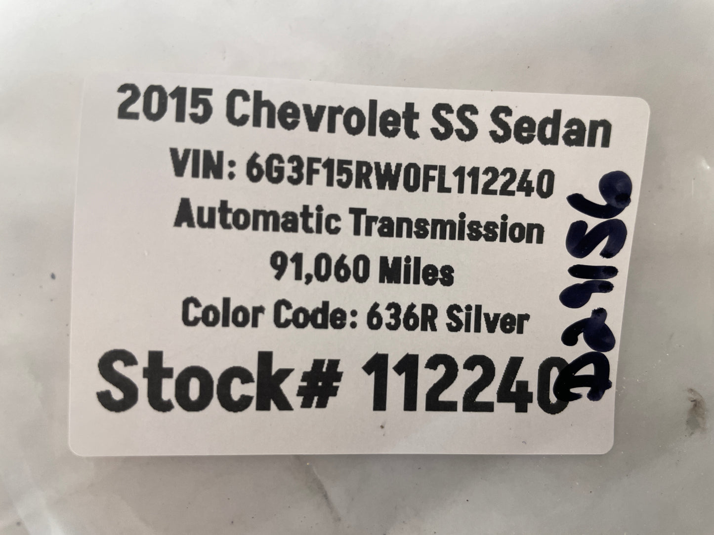 2015 Chevy SS Sedan Rear Trunk Deck Lid Emblem OEM