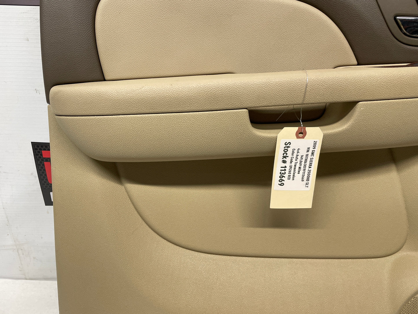 2009 GMC Sierra 2500HD SLT LH Driver Rear Interior Door Panel Cashmere Tan OEM - Day's Parts Yard
