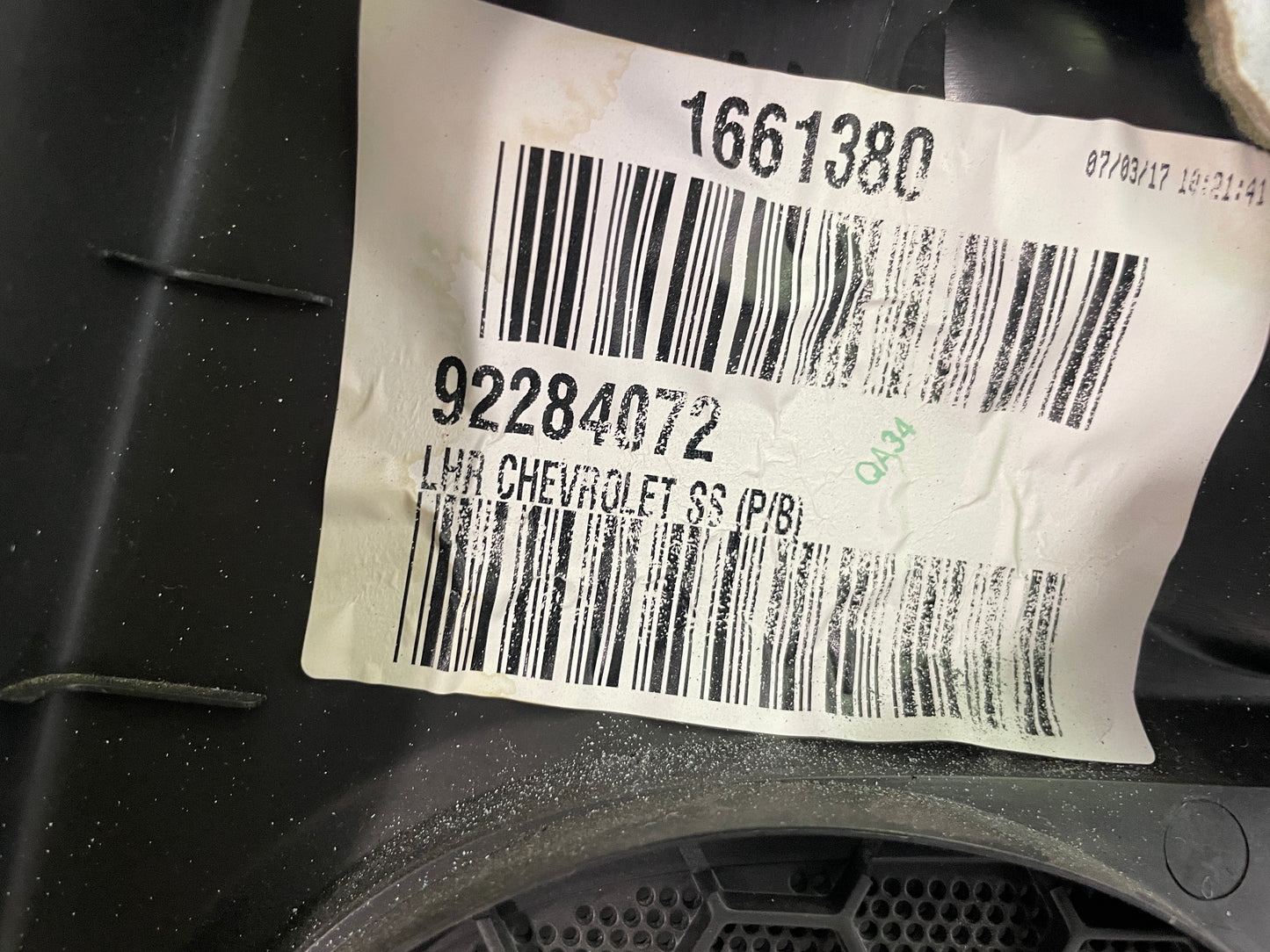 2017 Chevy SS Sedan LH Driver Rear Door Panel OEM - Day's Parts Yard