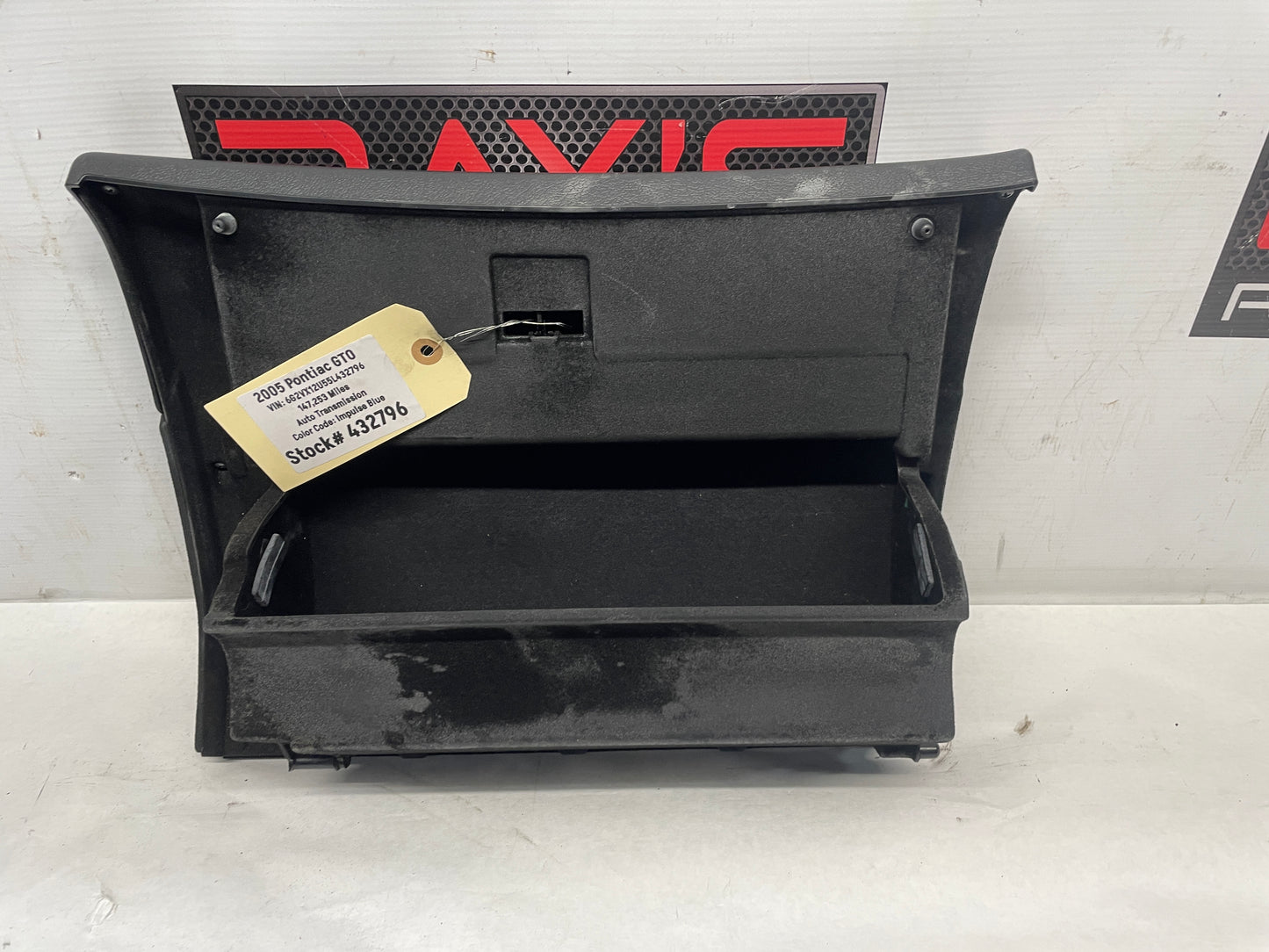 2005 Pontiac GTO Glove Box Assembly Compartment Black Suede OEM OEM - Day's Parts Yard