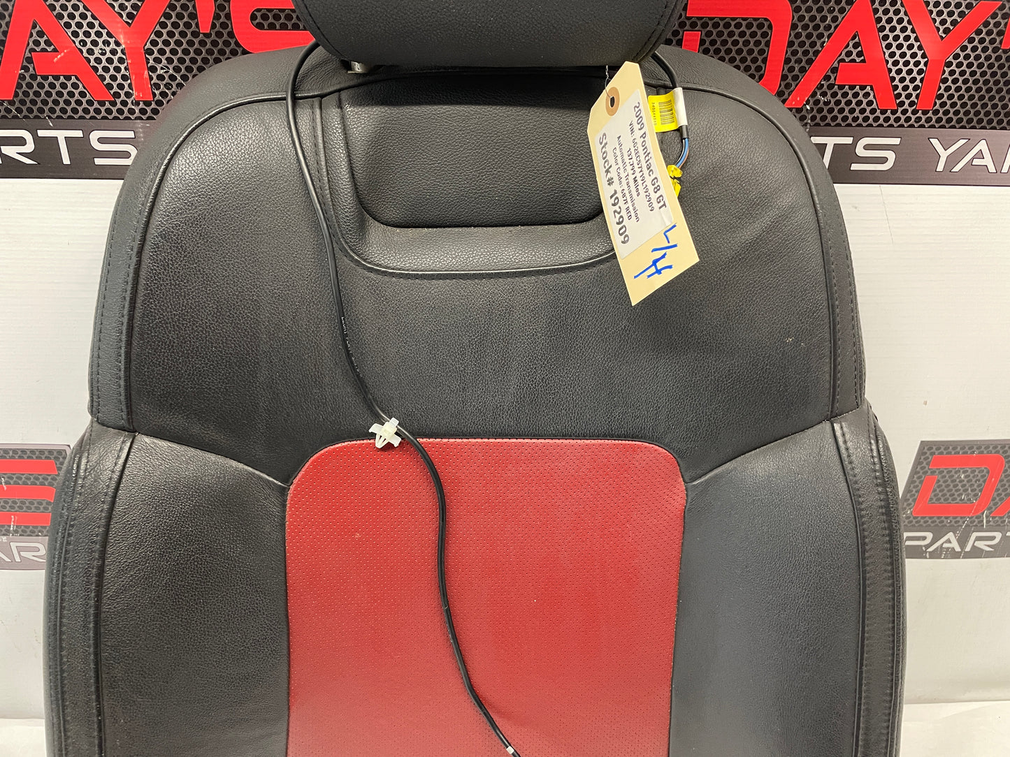 2009 Pontiac G8 GT LH Driver Front Seat Top Cushion Frame Cover Red & Black Leather OEM