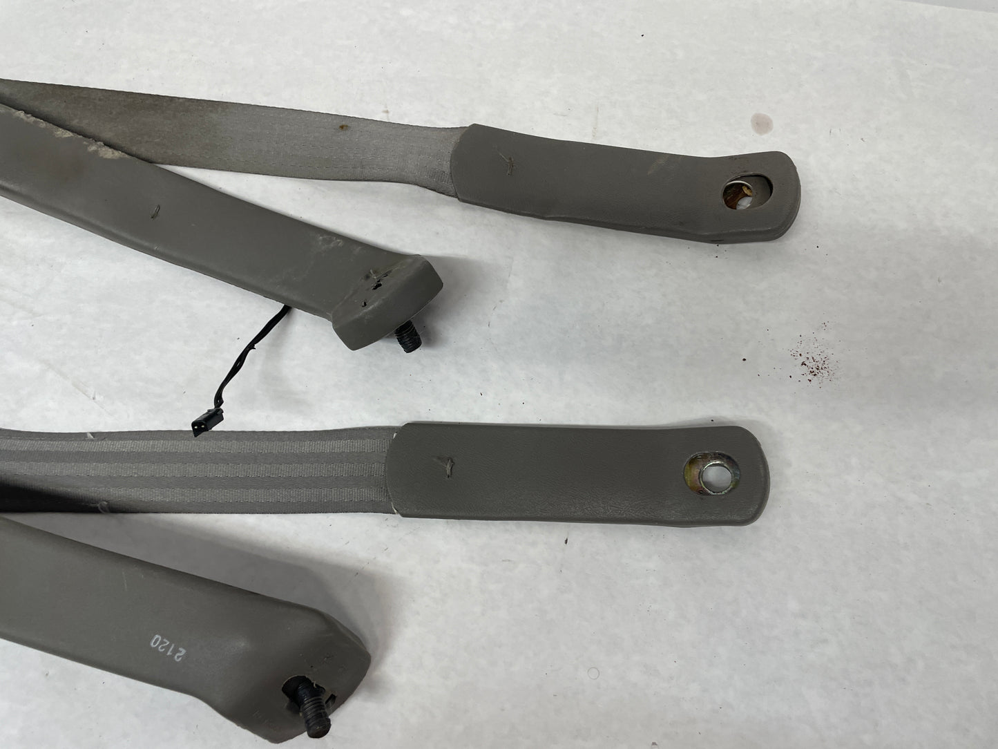 2002 Chevy Camaro Z28 Front Seatbelt Seat Belts Retractors w/ Buckles Holders Grey OEM - Day's Parts Yard