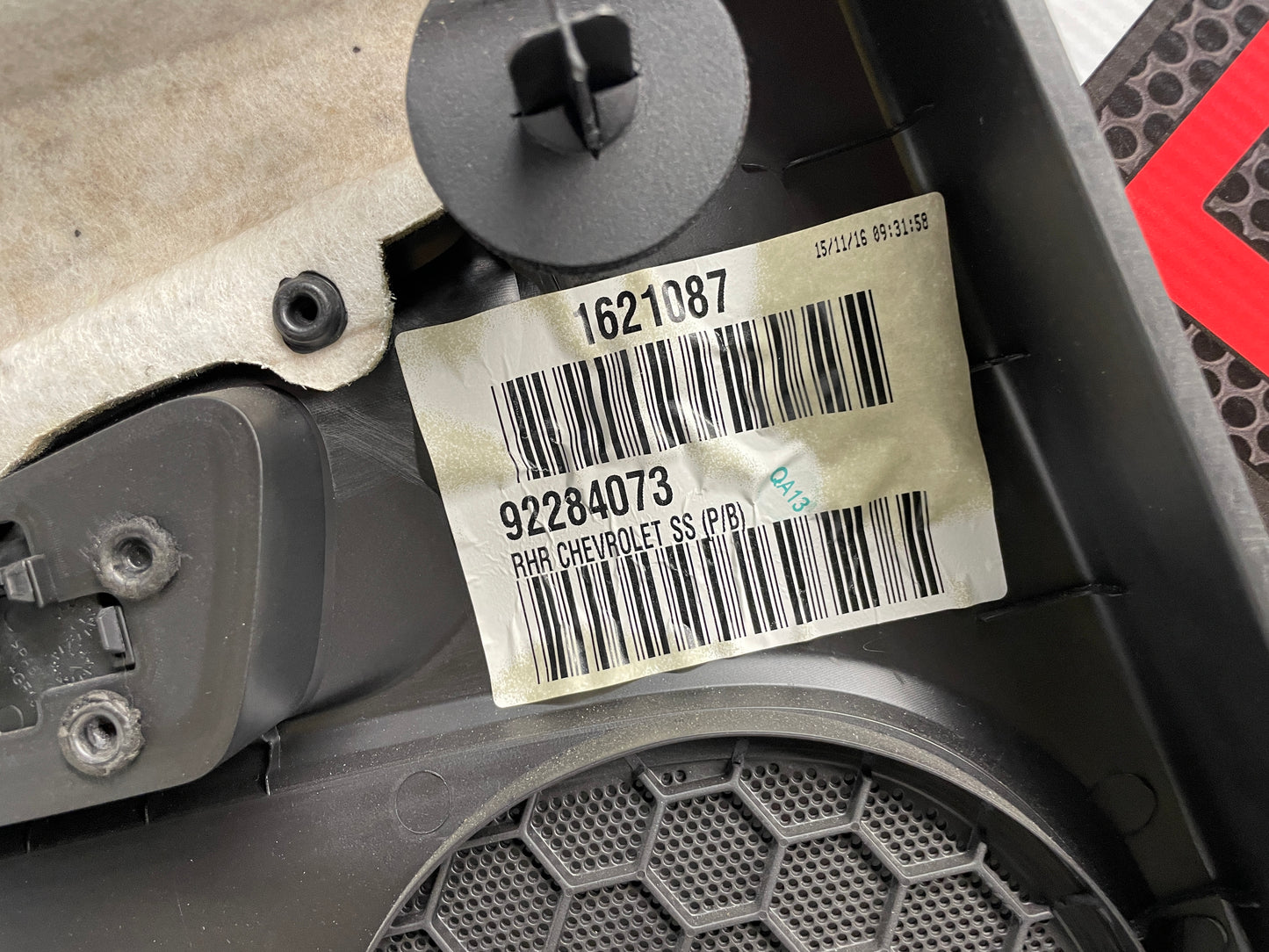 2017 Chevy SS Sedan RH Passenger Rear Interior Door Panel OEM - Day's Parts Yard