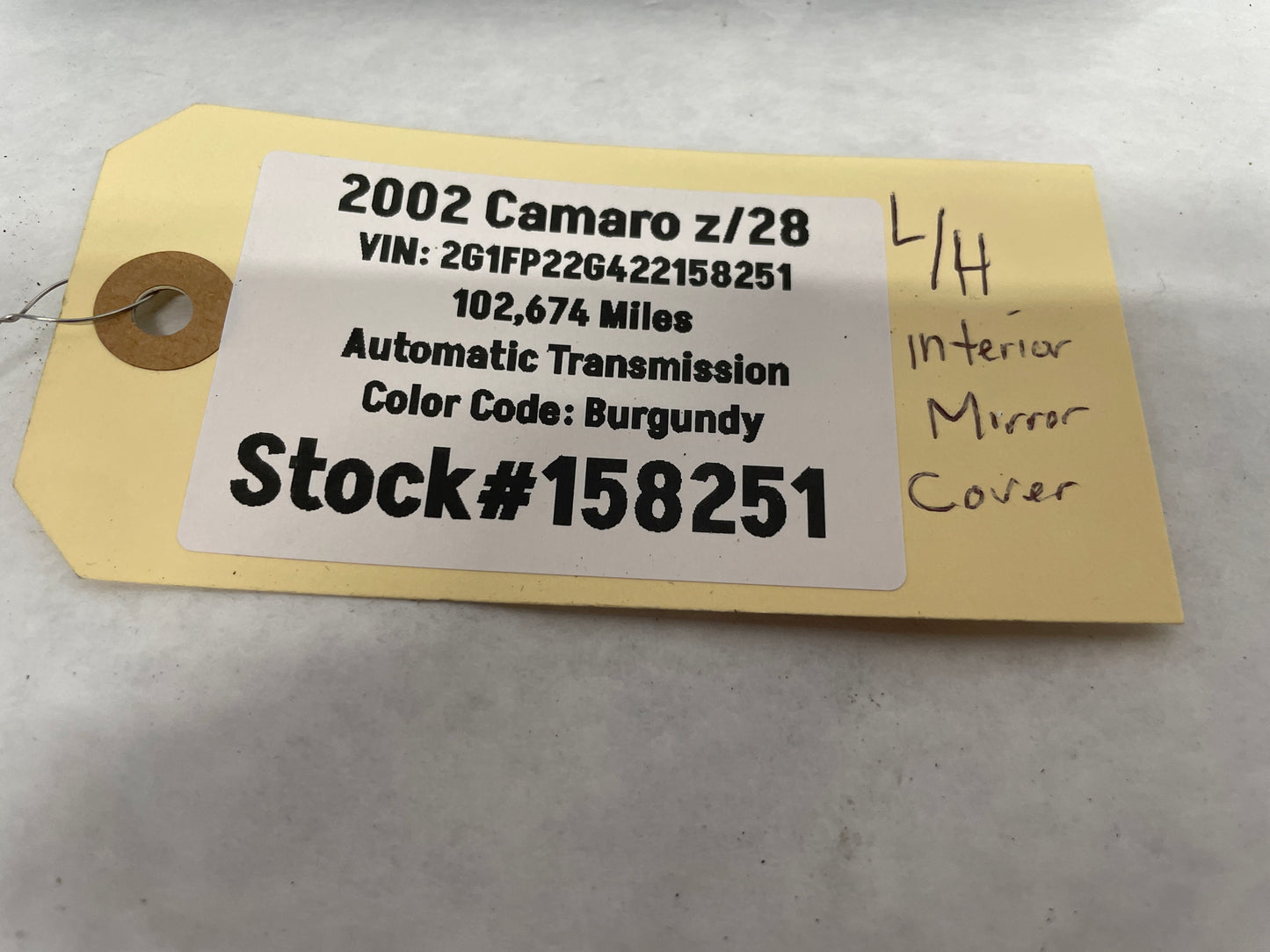 2002 Chevy Camaro Z28 LH Driver Interior Mirror Bezel Trim Cover Black Ebony OEM - Day's Parts Yard
