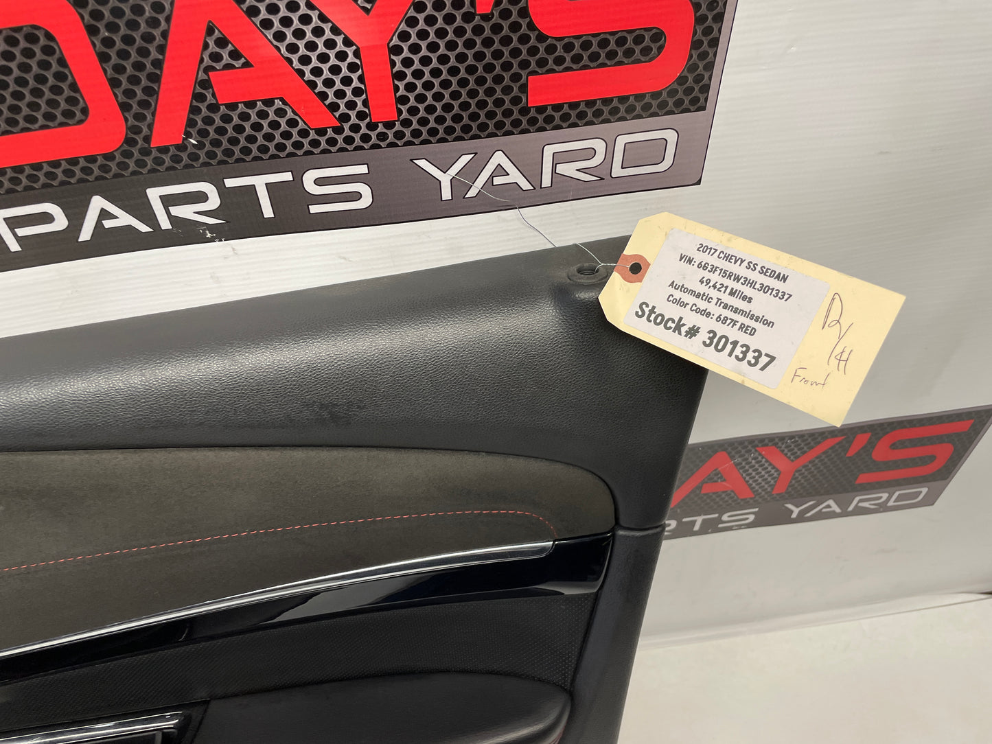 2017 Chevy SS Sedan RH Passenger Front Interior Door Panel OEM - Day's Parts Yard
