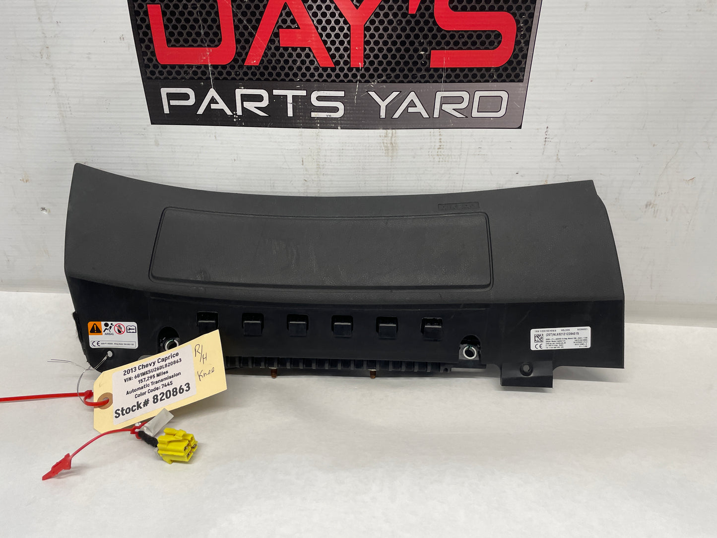 2013 Chevy Caprice RH Passenger Dash Knee Air Bag Airbag OEM - Day's Parts Yard