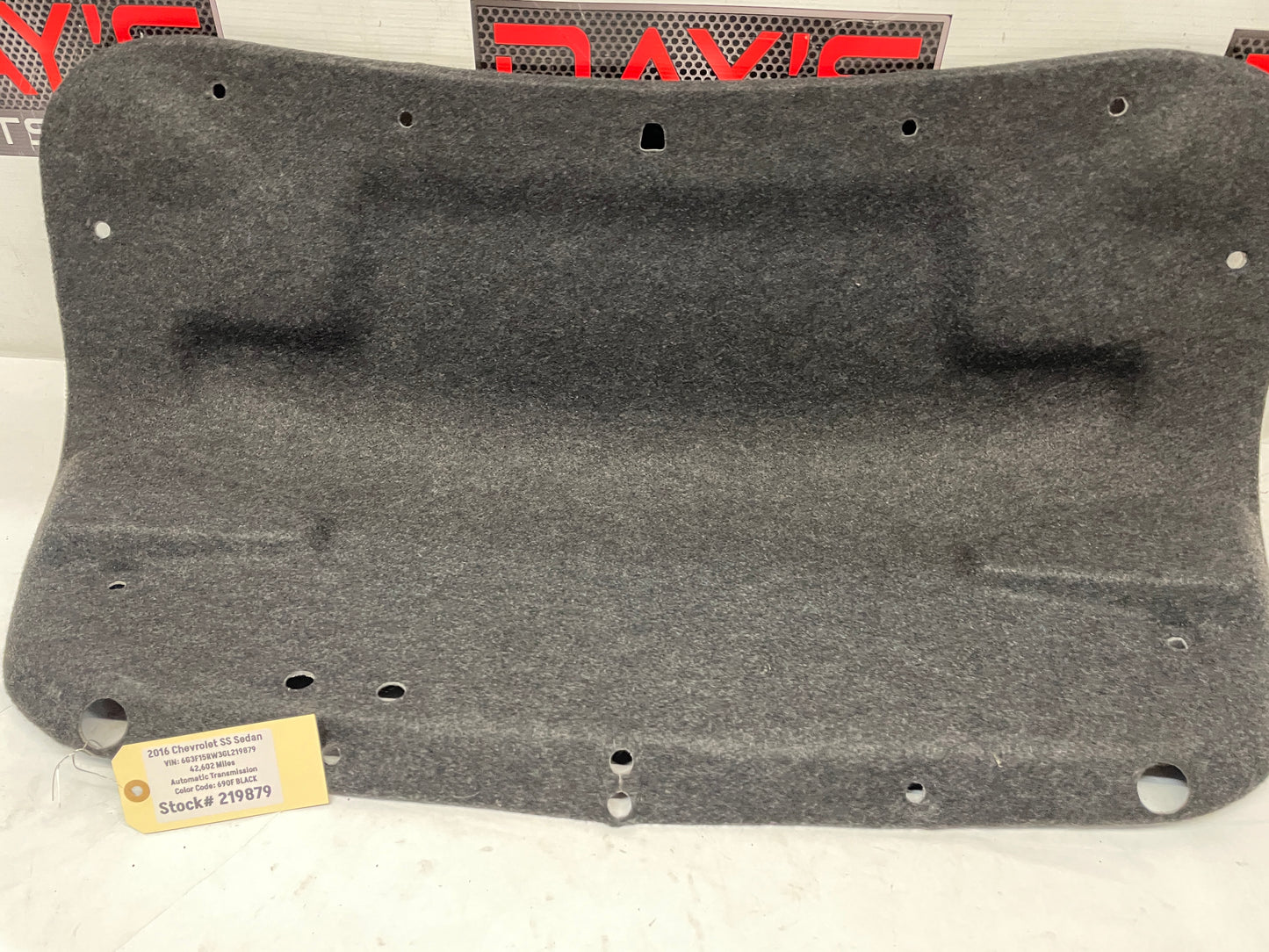 2016 Chevy SS Sedan Trunk Deck Lid Liner Carpet Felt OEM - Day's Parts Yard