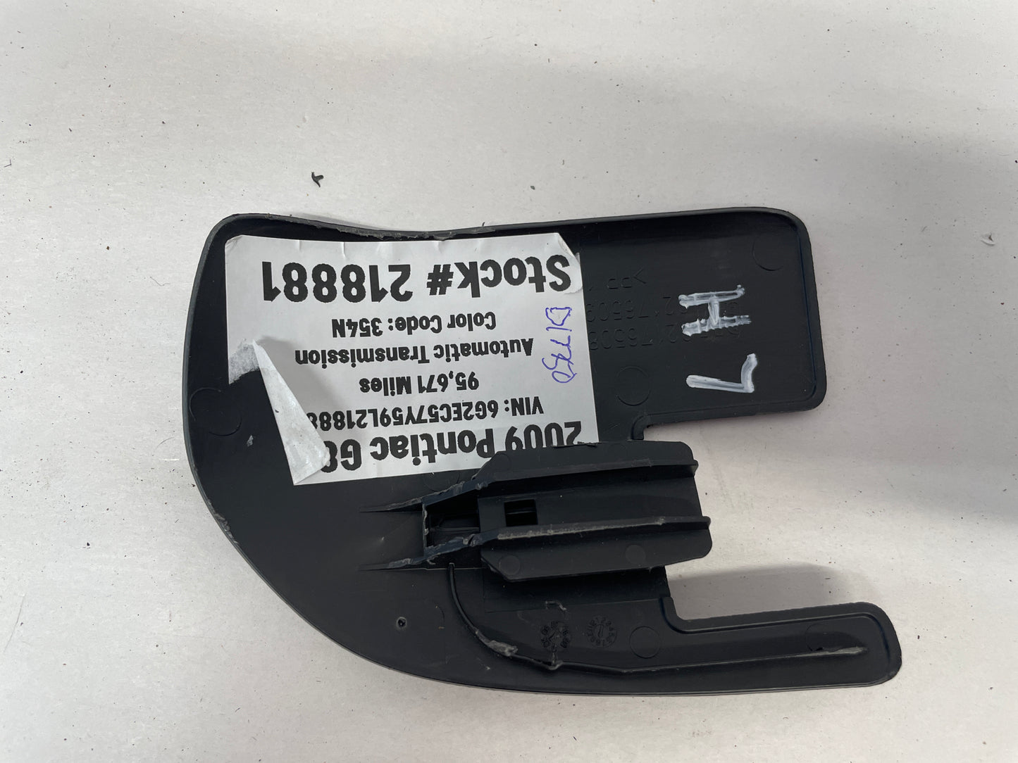 2009 Pontiac G8 GT LH Driver Front Inner Seat Track Trim OEM - Day's Parts Yard