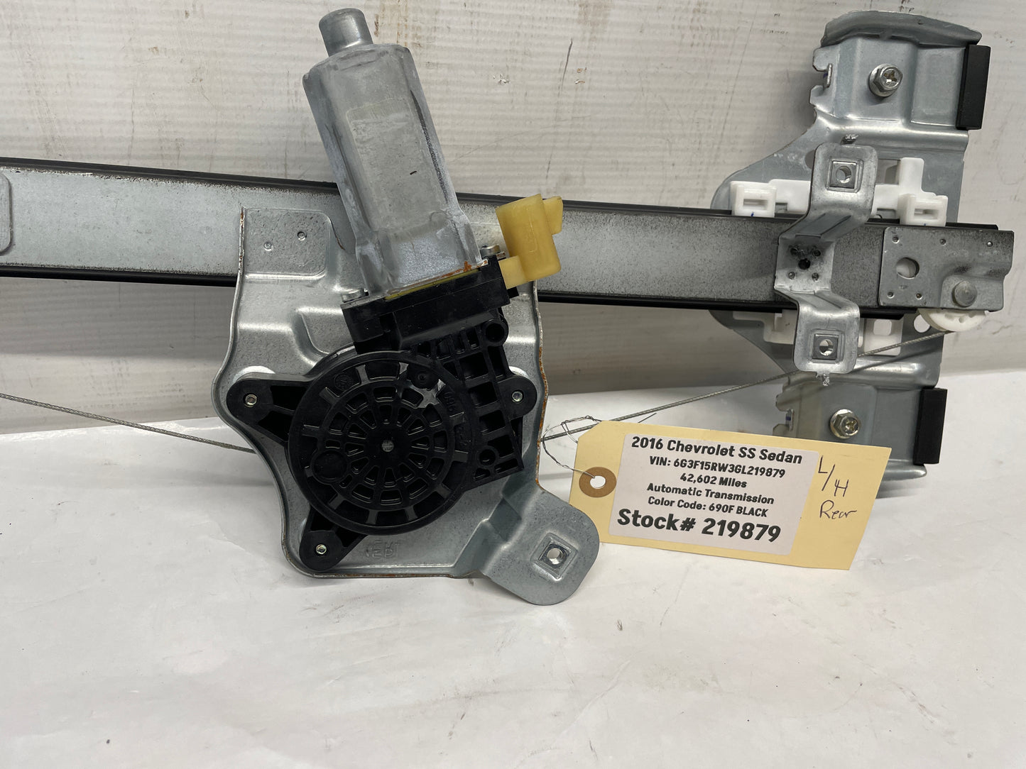 2016 Chevy SS Sedan LH Driver Rear Window Regulator w/ Motor OEM - Day's Parts Yard