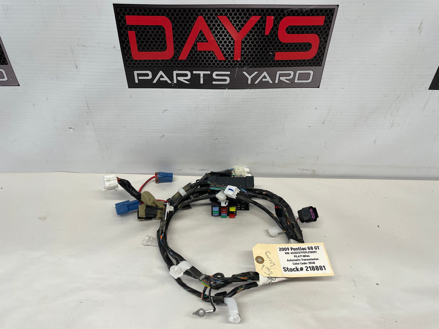 2009 Pontiac G8 GT Trunk Wire Wiring Harness OEM - Day's Parts Yard