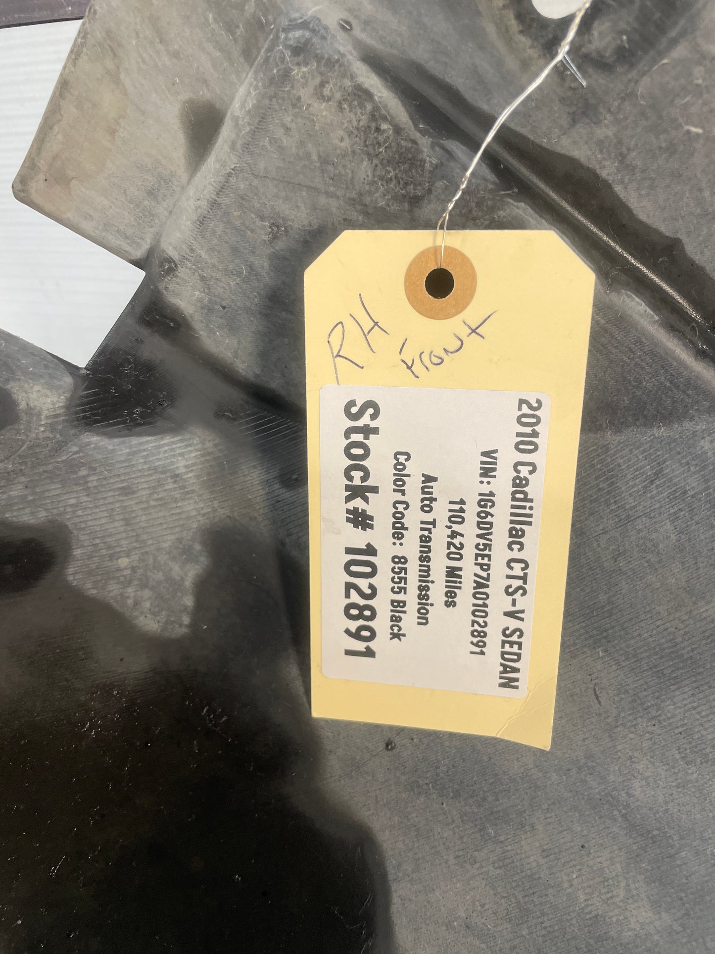 2010 Cadillac CTS-V RH Passenger Front Fender Wheel House Well Liner Extension OEM