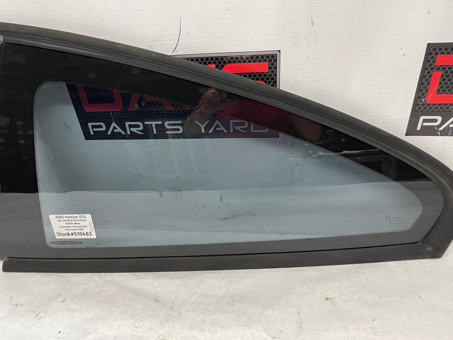 2006 Pontiac GTO LH Driver Rear Quarter Window Glass OEM - Day's Parts Yard