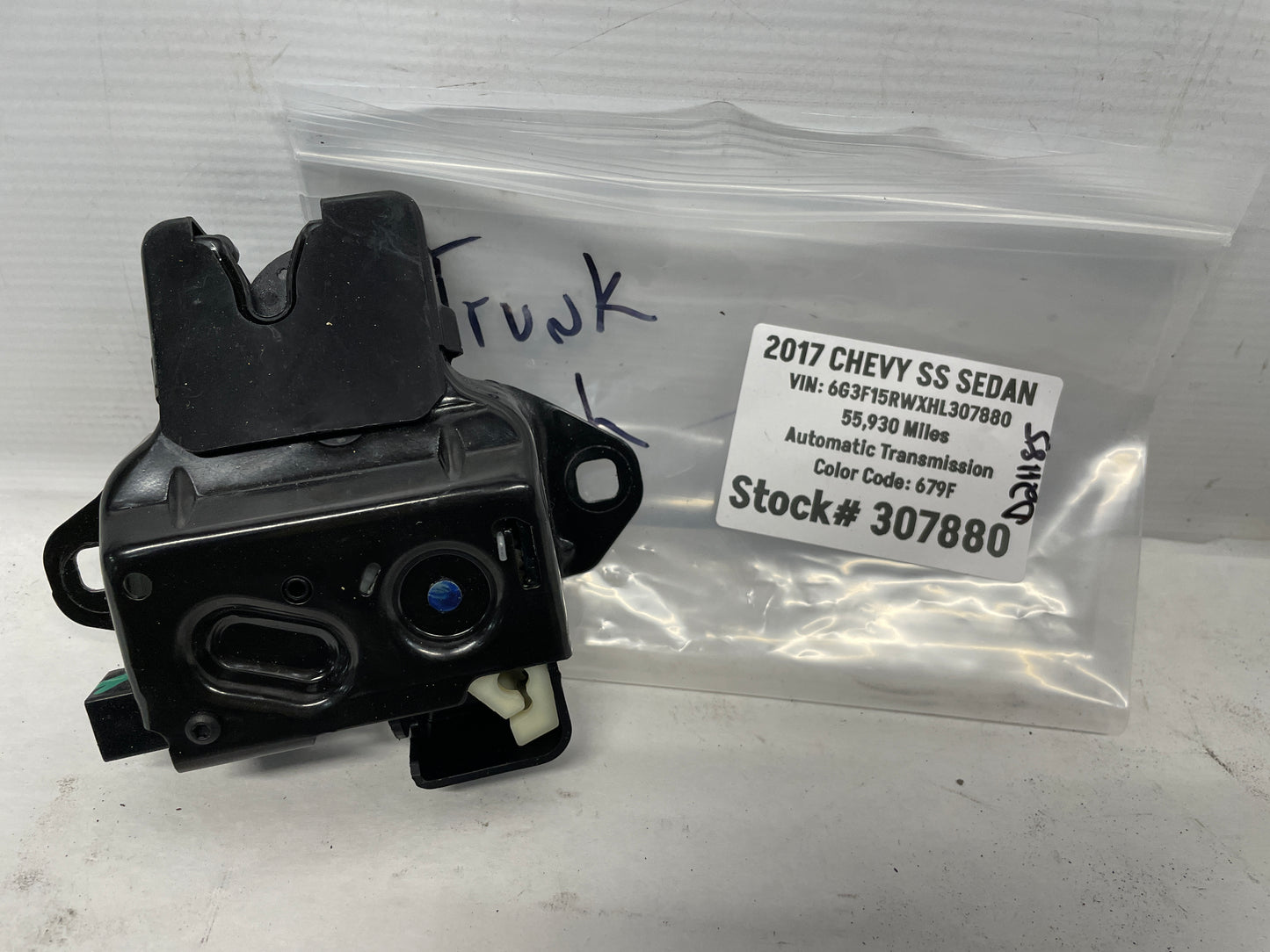 2017 Chevy SS Sedan Trunk Deck Lid Latch Lock Actuator OEM - Day's Parts Yard