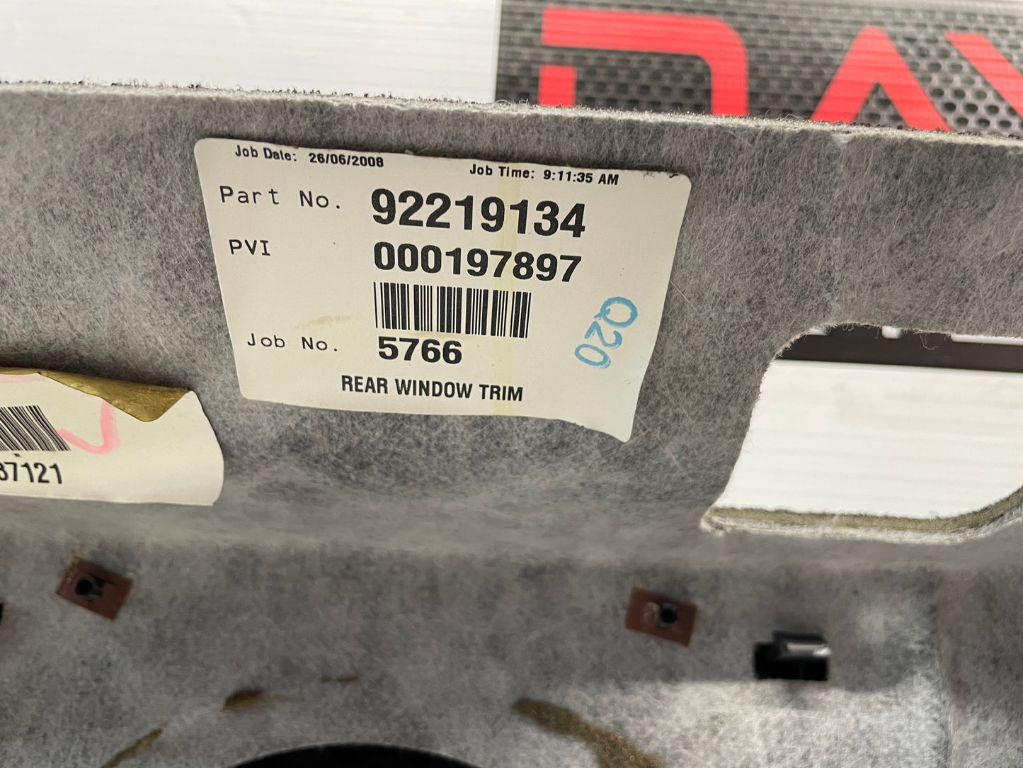 2009 Pontiac G8 GT Rear Package Shelf Deck Tray Trim OEM - Day's Parts Yard