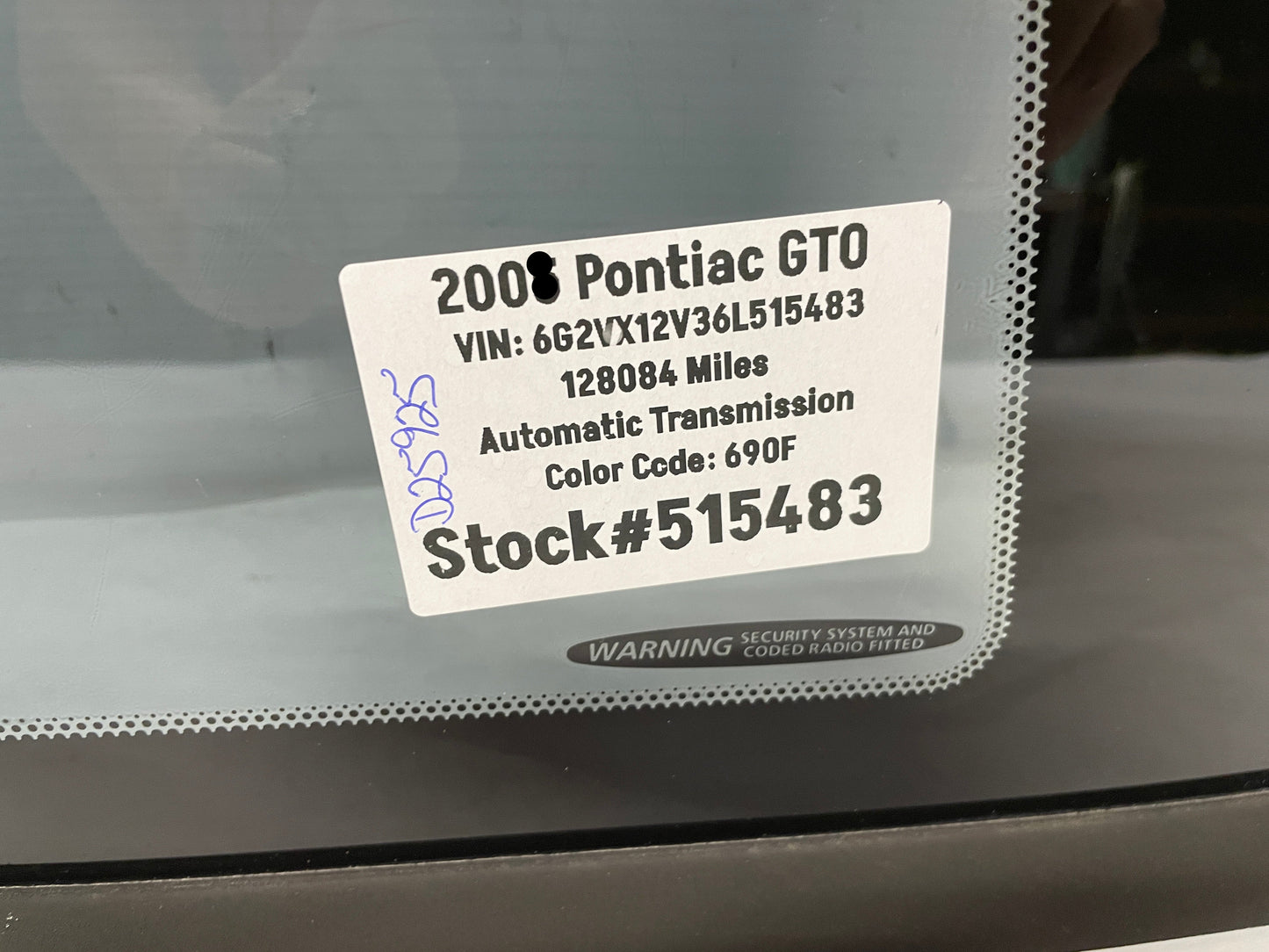 2006 Pontiac GTO RH Passenger Rear Quarter Window Glass OEM - Day's Parts Yard