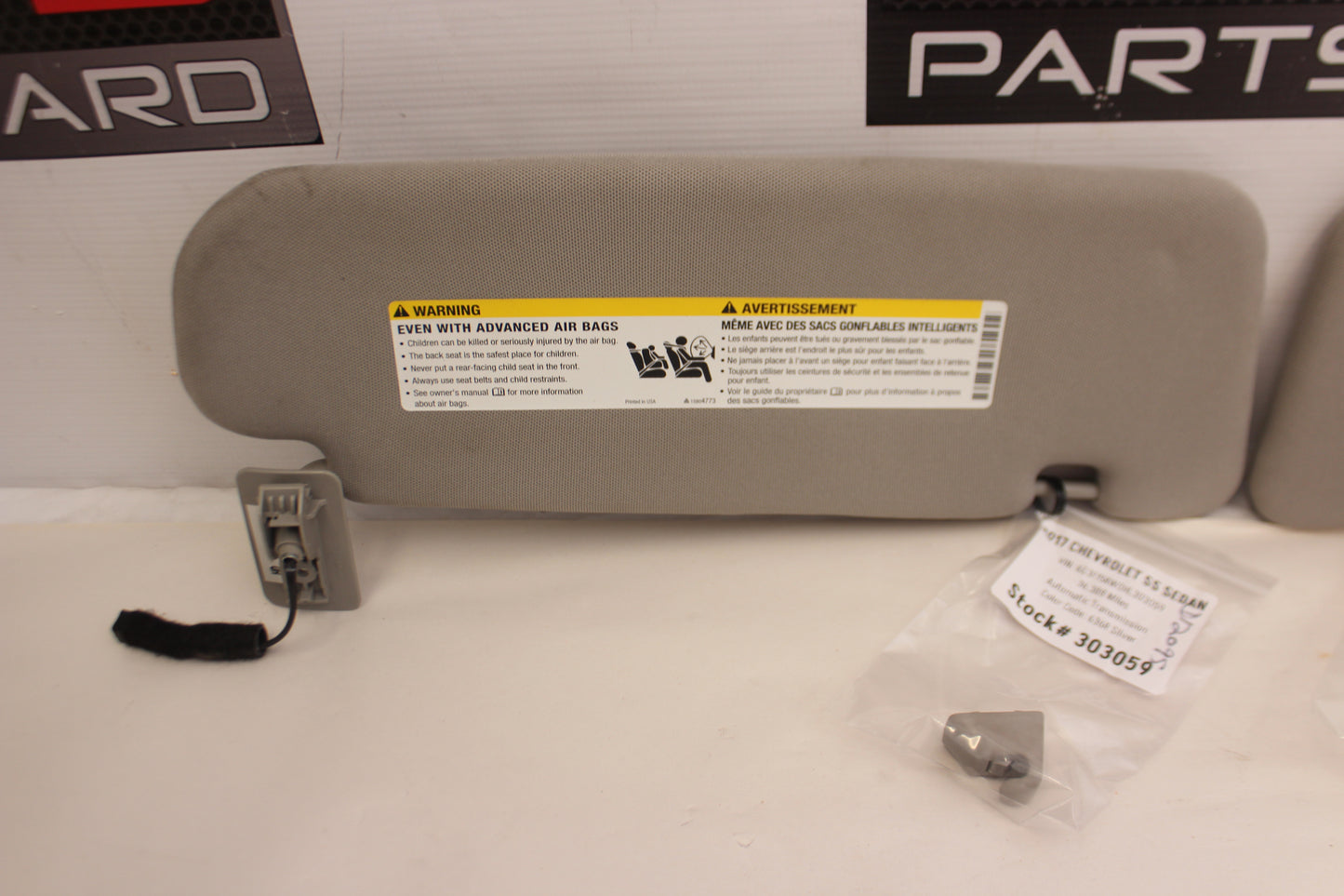 2017 Chevy SS Sedan RH & LH Sunvisor Sun Visor w/ Clips OEM - Day's Parts Yard