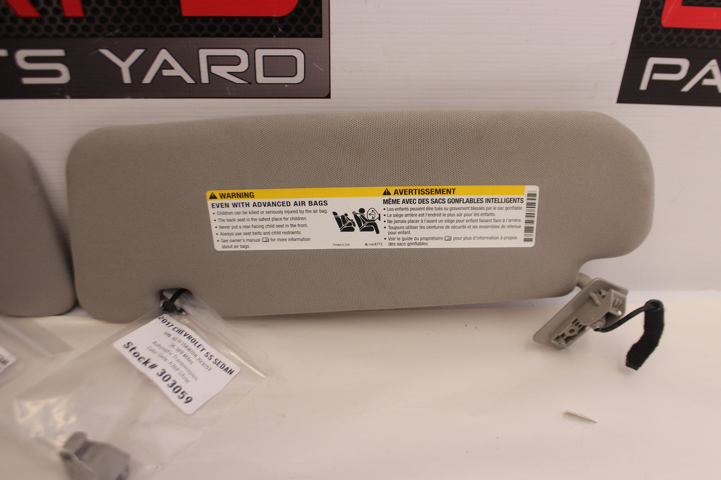 2017 Chevy SS Sedan RH & LH Sunvisor Sun Visor w/ Clips OEM - Day's Parts Yard