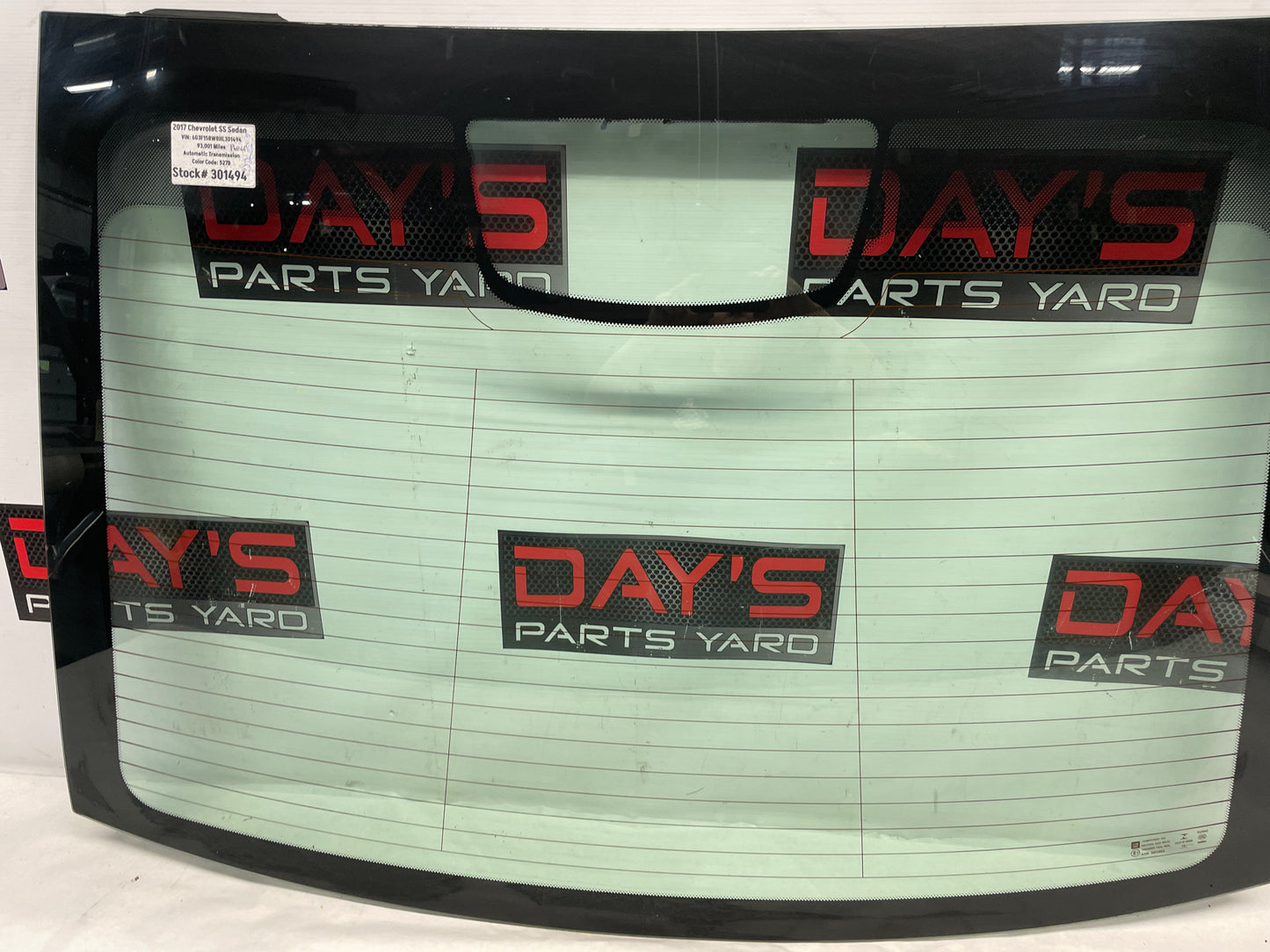 2017 Chevy SS Sedan Rear Back Glass Windshield Window OEM LOCAL PICK UP - Day's Parts Yard