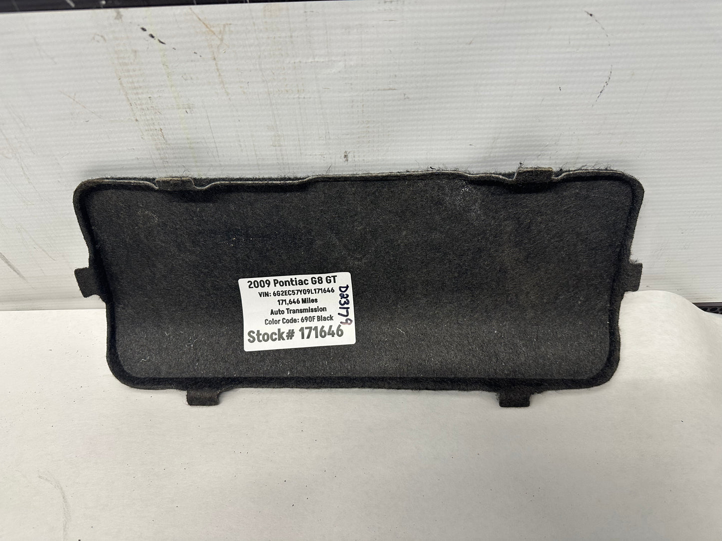 2009 Pontiac G8 GT Battery Stowage Door Felt Trim Cover OEM - Day's Parts Yard