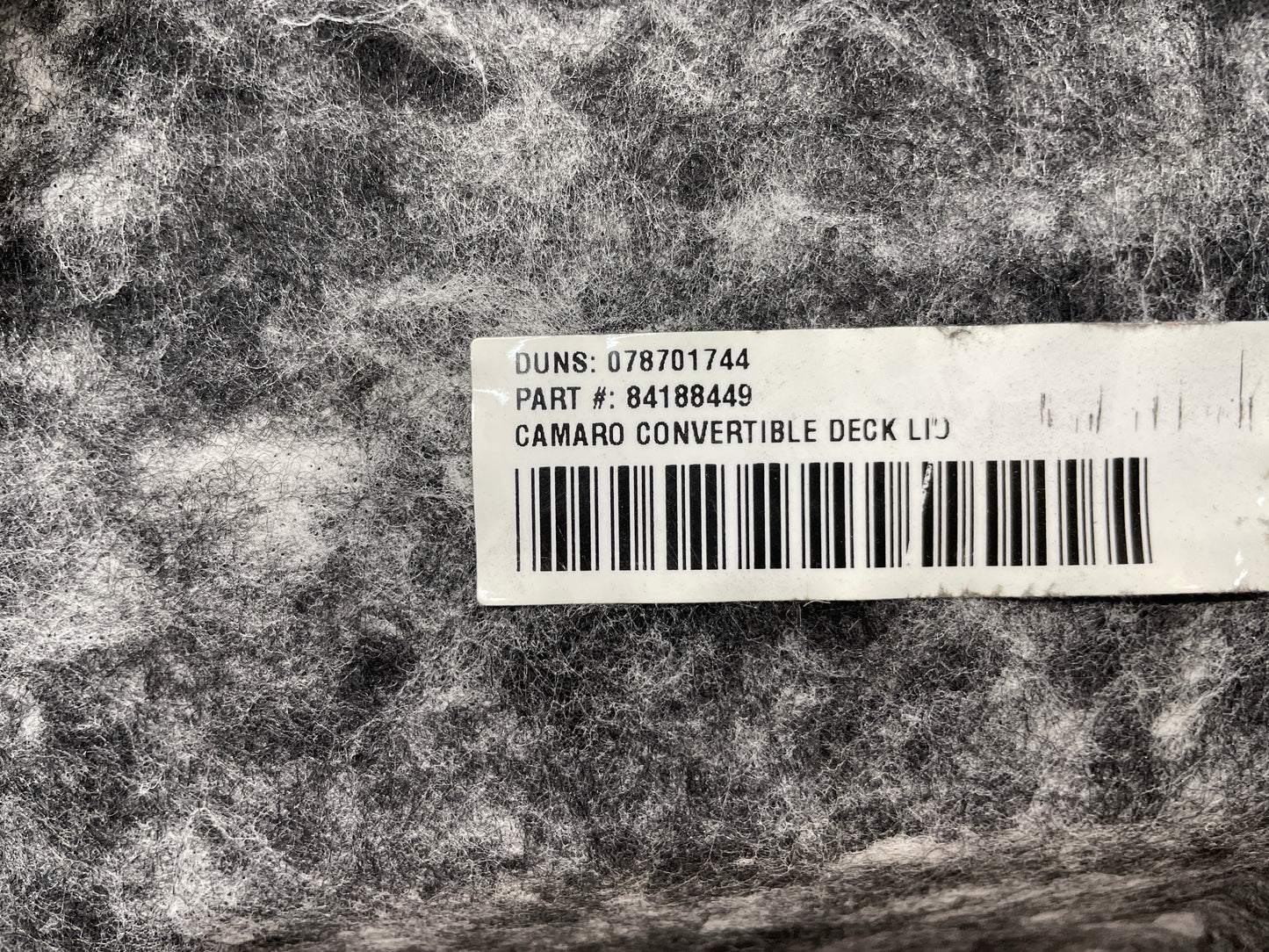2018 Chevy Camaro ZL1 Trunk Deck Lid Carpet Felt Liner OEM - Day's Parts Yard