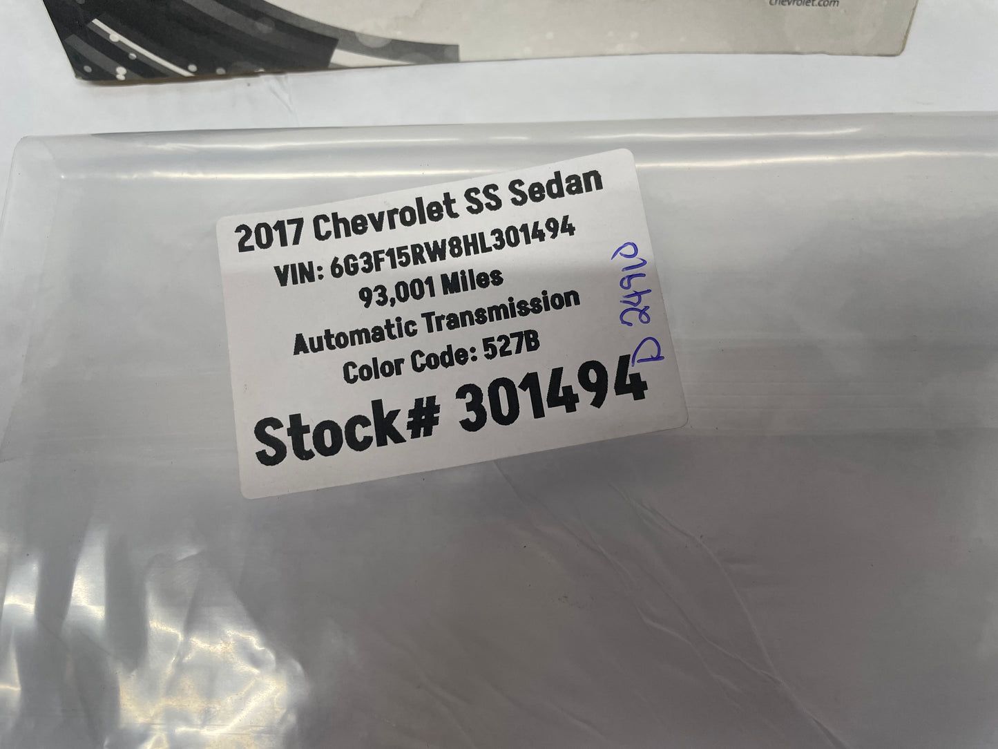 2017 Chevy SS Sedan Owner Manual Book OEM - Day's Parts Yard