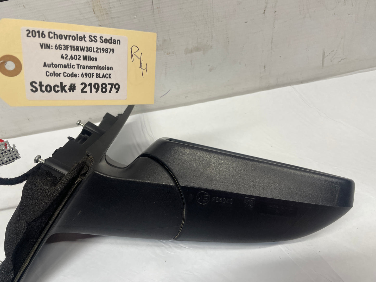 2016 Chevy SS Sedan RH Passenger Exterior Out Side Mirror Black OEM - Day's Parts Yard