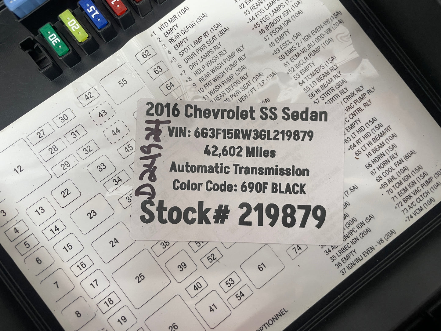 2016 Chevy SS Sedan Engine Bay Fuse Box Relay Wiring Junction Block Cover Lid OEM - Day's Parts Yard