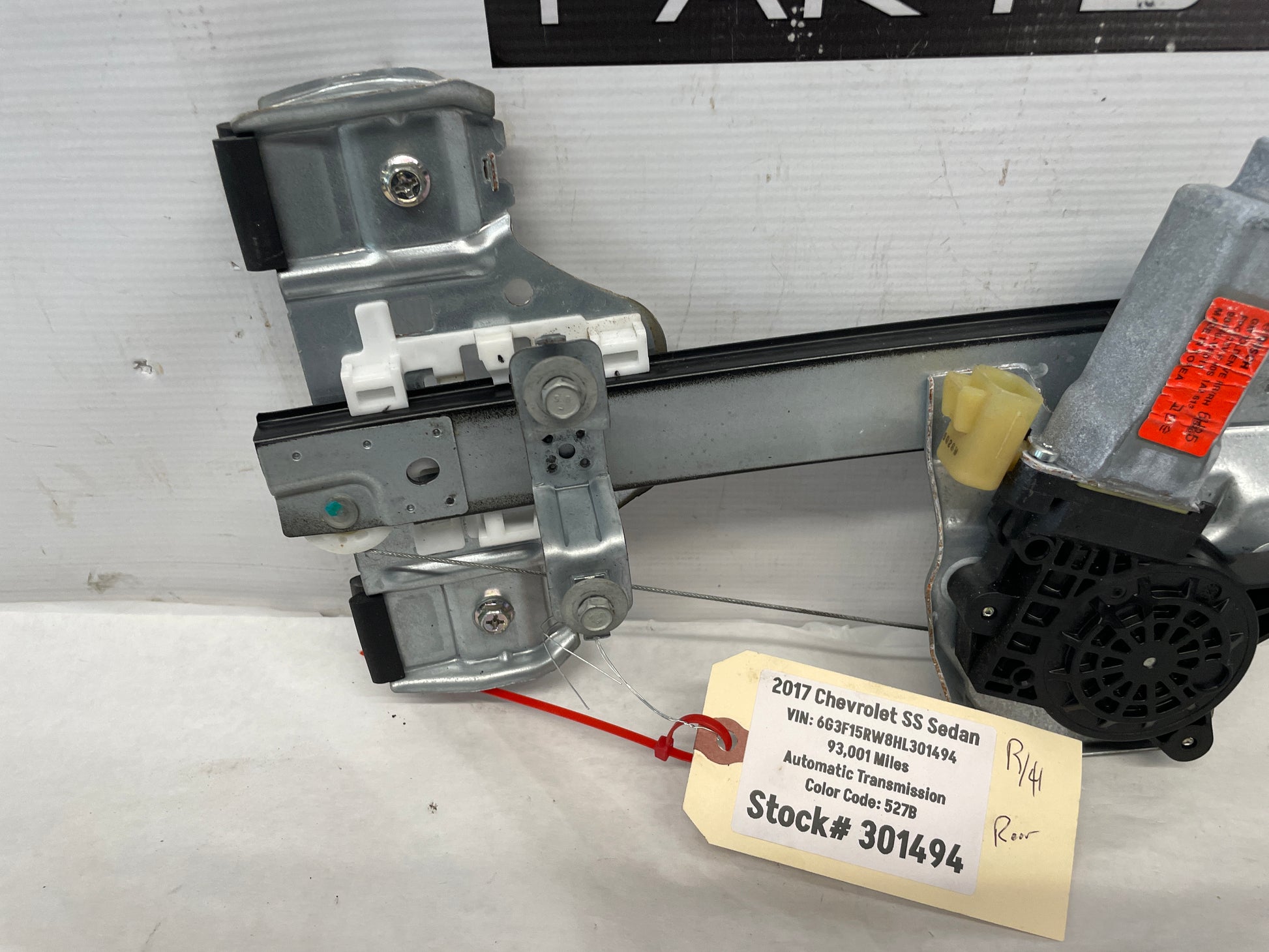 2017 Chevy SS Sedan RH Passenger Rear Door Window Regulator Motor OEM - Day's Parts Yard