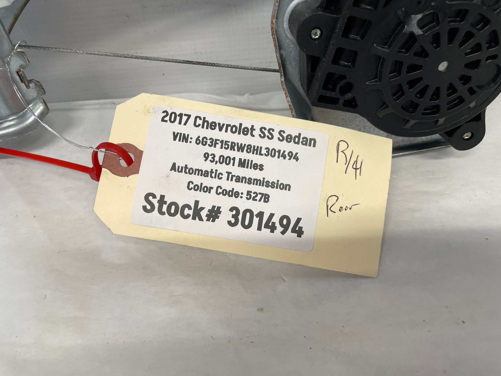 2017 Chevy SS Sedan RH Passenger Rear Door Window Regulator Motor OEM - Day's Parts Yard