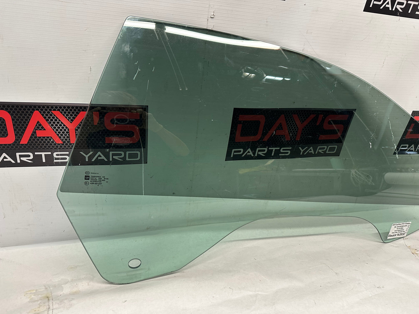 2011 Cadillac CTS-V Coupe RH Passenger Front Door Window Glass OEM - Day's Parts Yard