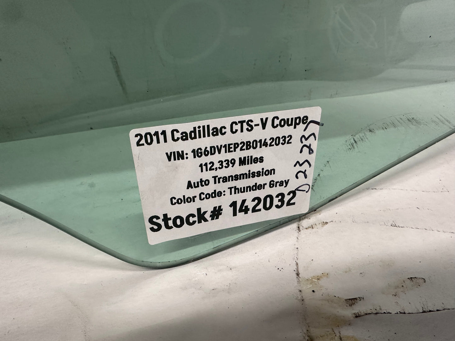 2011 Cadillac CTS-V Coupe RH Passenger Front Door Window Glass OEM - Day's Parts Yard
