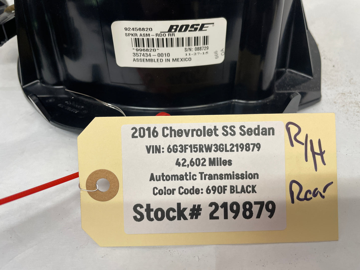 2016 Chevy SS Sedan BOSE Package Tray Parcel Shelf Rear Speakers OEM - Day's Parts Yard