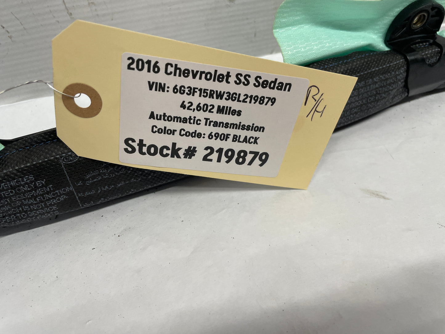 2016 Chevy SS Sedan RH & LH Curtain Airbag Air Bag Roof Side Rail Set OEM - Day's Parts Yard