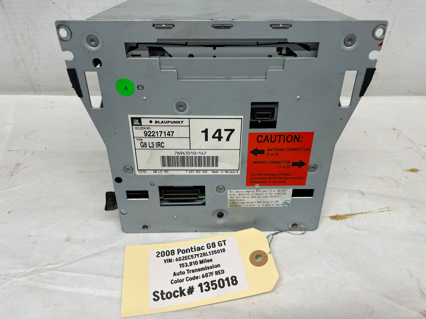 2008 Pontiac G8 GT C/D Radio Receiver Stereo Blaupunkdt Head Unit OEM - Day's Parts Yard