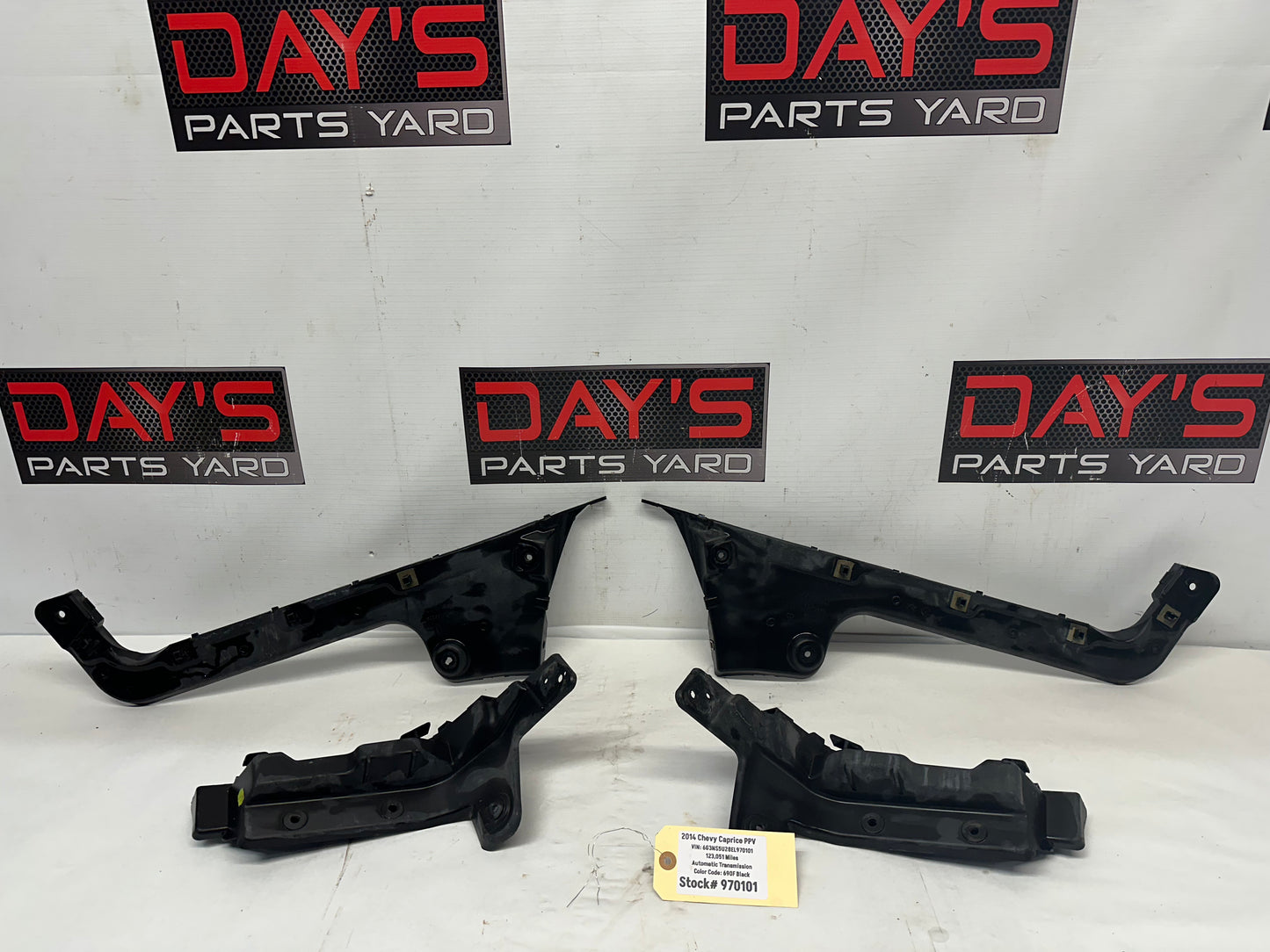 2014 Chevy Caprice PPV RH & LH Rear Bumper Guide Brackets Mounts OEM - Day's Parts Yard